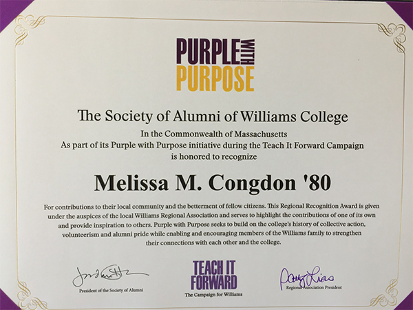 Purple with Purpose award certificate